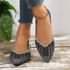 Damen modische spitze Ballerinas mit elastischem Strickdesign R&B