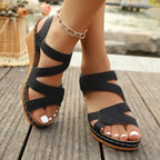 Damen Wedge-Sandaletten mit verzierten Riemen R&B