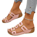 Damen Komfortable Wedge-Pantoletten mit dekorativen Riemen R&B