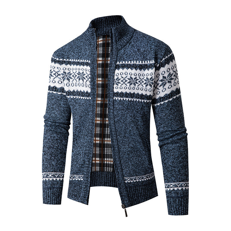 Herren Strickjacke mit hohem Kragen und modernem Zipper R&B