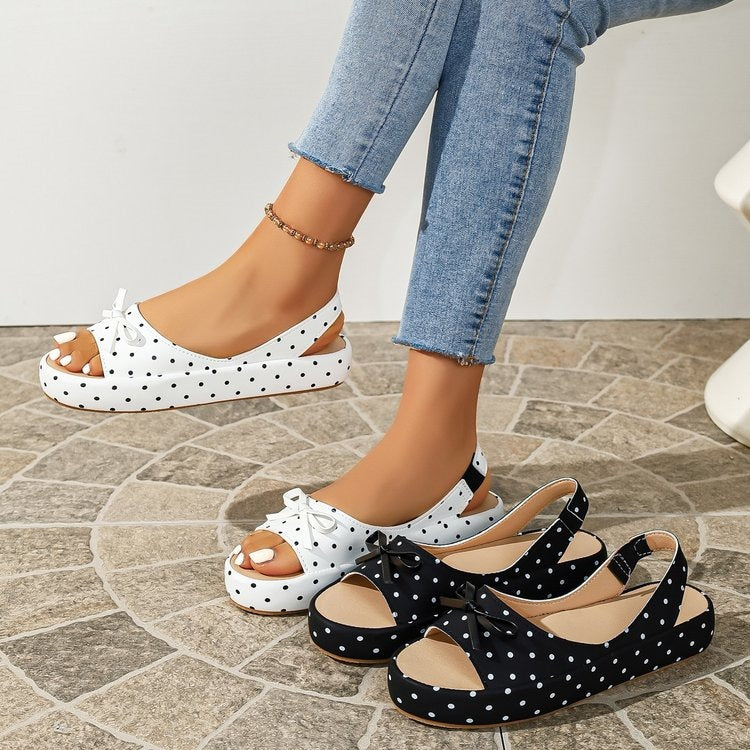 Damen Offene Ballerinas mit dekorativem Schleifendetail R&B