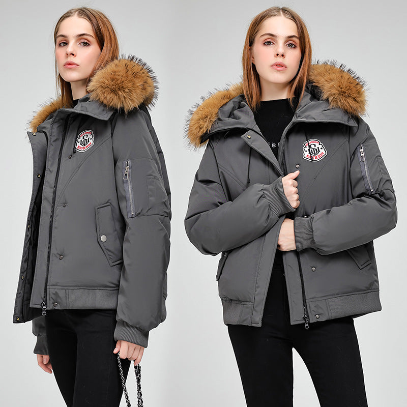 Damen Sportliche Pufferjacke mit abnehmbarem Kunstfellkragen und praktischen Taschen R&B