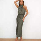Damen Elegantes Etuikleid mit asymmetrischem Kragen und fließendem Schnitt R&B