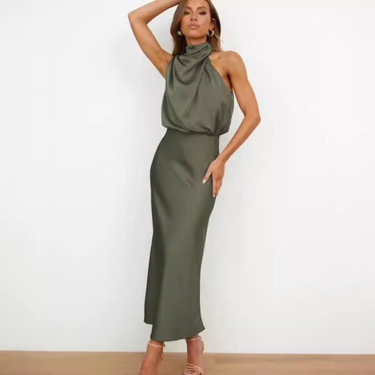 Damen Elegantes Etuikleid mit asymmetrischem Kragen und fließendem Schnitt R&B