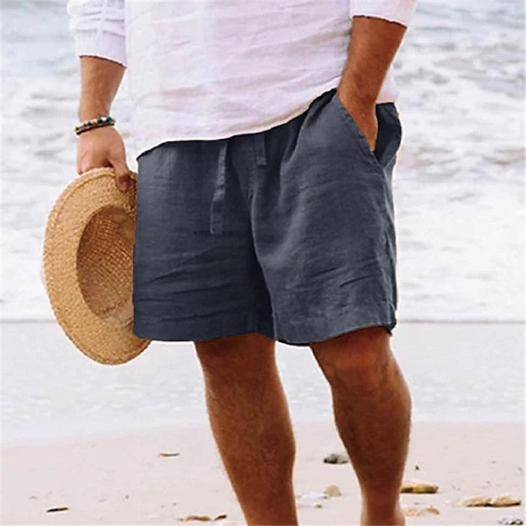 Herren luftige Leinen-Shorts mit elastischem Bund und praktischen Seitentaschen R&B