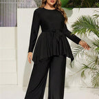 Damen eleganter Two-Piece Jumpsuit mit Wickel-Design R&B