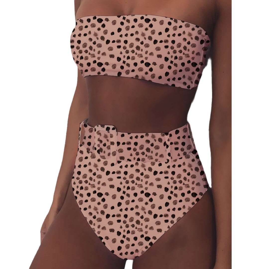 Damen Hoch tailliertes Bikini-Set mit bandeau Oberteil R&B