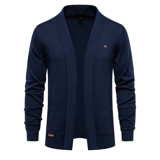 Herren Strickjacke mit offenem Schnitt und praktischen Taschen R&B
