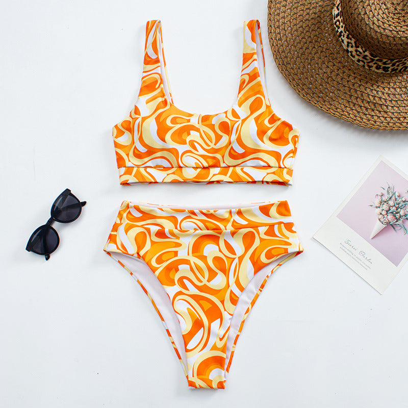 Damen Hochgeschnittener Bikini mit kreativem Farbverlauf R&B
