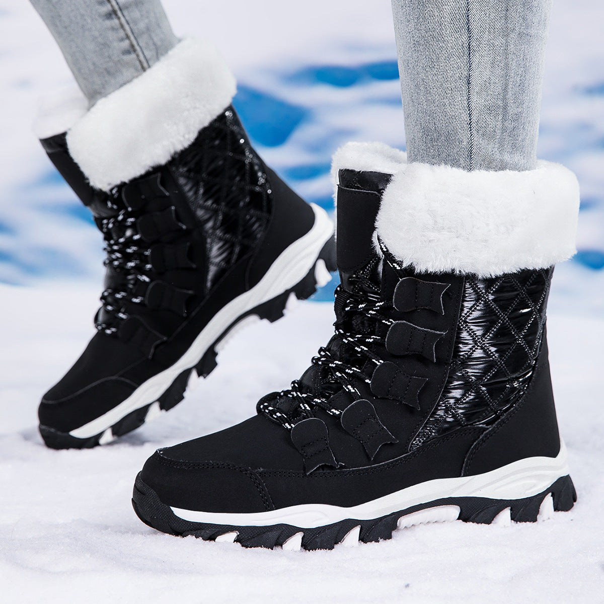 Damen Heizbare Winterstiefel mit rutschfester Sohle und isolierender Fütterung