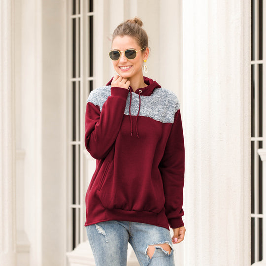 Damen Kapuzenpullover mit stylischem Kontrastdesign und elastischem Saum R&B