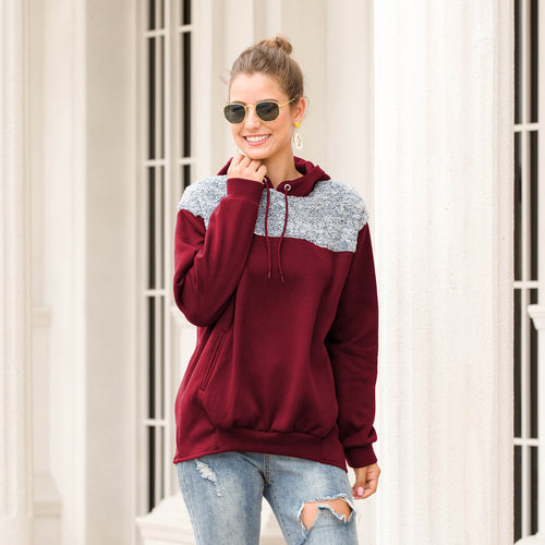 Damen Kapuzenpullover mit stylischem Kontrastdesign und elastischem Saum R&B