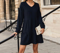 Damen Lockeres V-Ausschnitt Kleid mit Volantdetails R&B