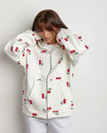Damen Stylischer Kapuzenpullover mit fruchtigem Print und Reißverschluss R&B