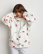 Damen Stylischer Kapuzenpullover mit fruchtigem Print und Reißverschluss R&B