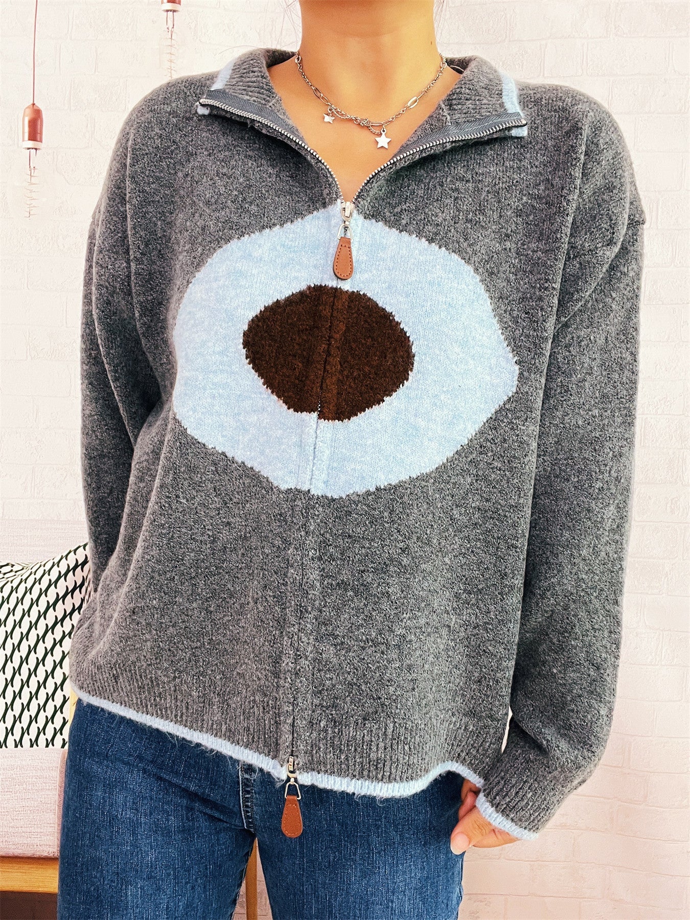 Damen kuscheliger Pullover mit auffälligem Design R&B