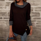 Damen Langarmshirt mit weitem Kragen und strukturiertem Obermaterial R&B