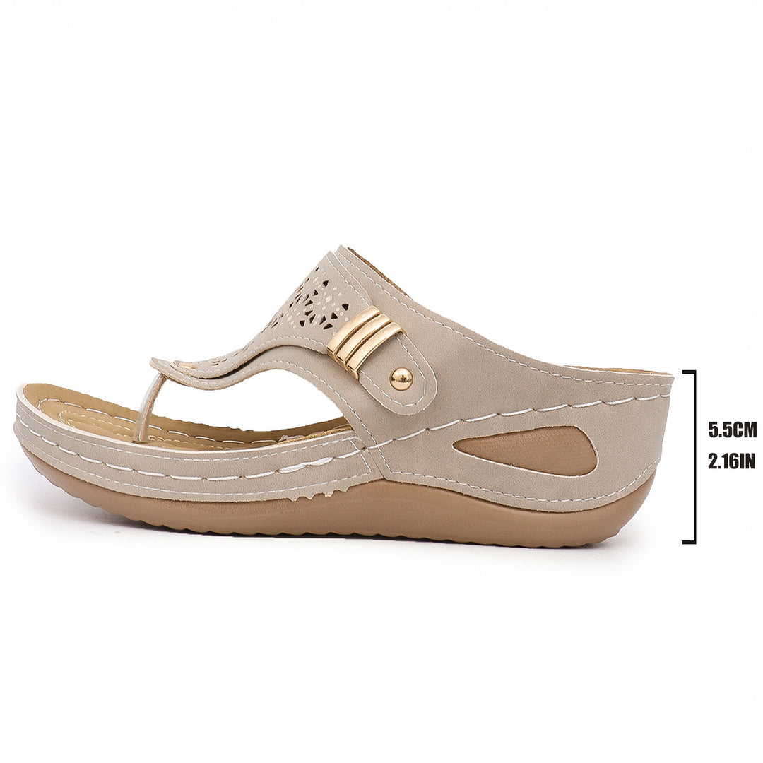 Damen Komfortable Zehentrenner-Sandalen mit modischem Verzierungsdetail R&B
