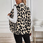 Damen kuschelige Weste mit Leo-Print R&B
