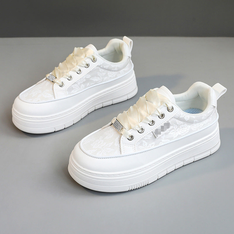 Damen Modische Sneaker mit floralem Design und erhöhtem Plateau R&B