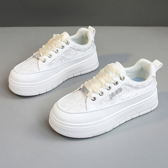 Damen Modische Sneaker mit floralem Design und erhöhtem Plateau R&B