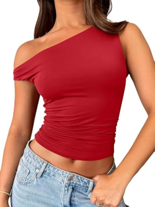 Damen asymmetrisches Oberteil mit Raffung R&B