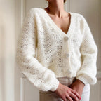 Damen Strickjacke mit Wellendesign