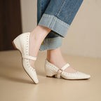 Damen Elegante Ballerinas mit dekorativen Nieten und verstellbarem Riemen R&B