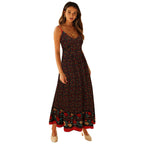 Damen Maxikleid mit Blumendruck und dekorativem Saum R&B