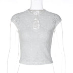 Damen Spitzentop mit modischem Schlitz R&B