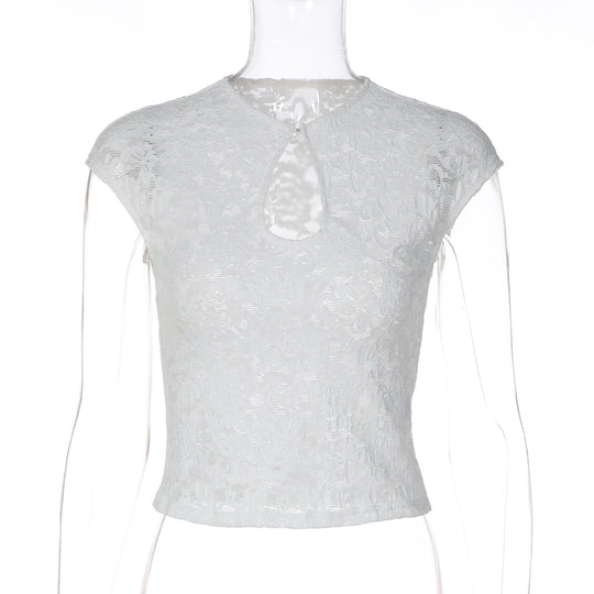 Damen Spitzentop mit modischem Schlitz R&B