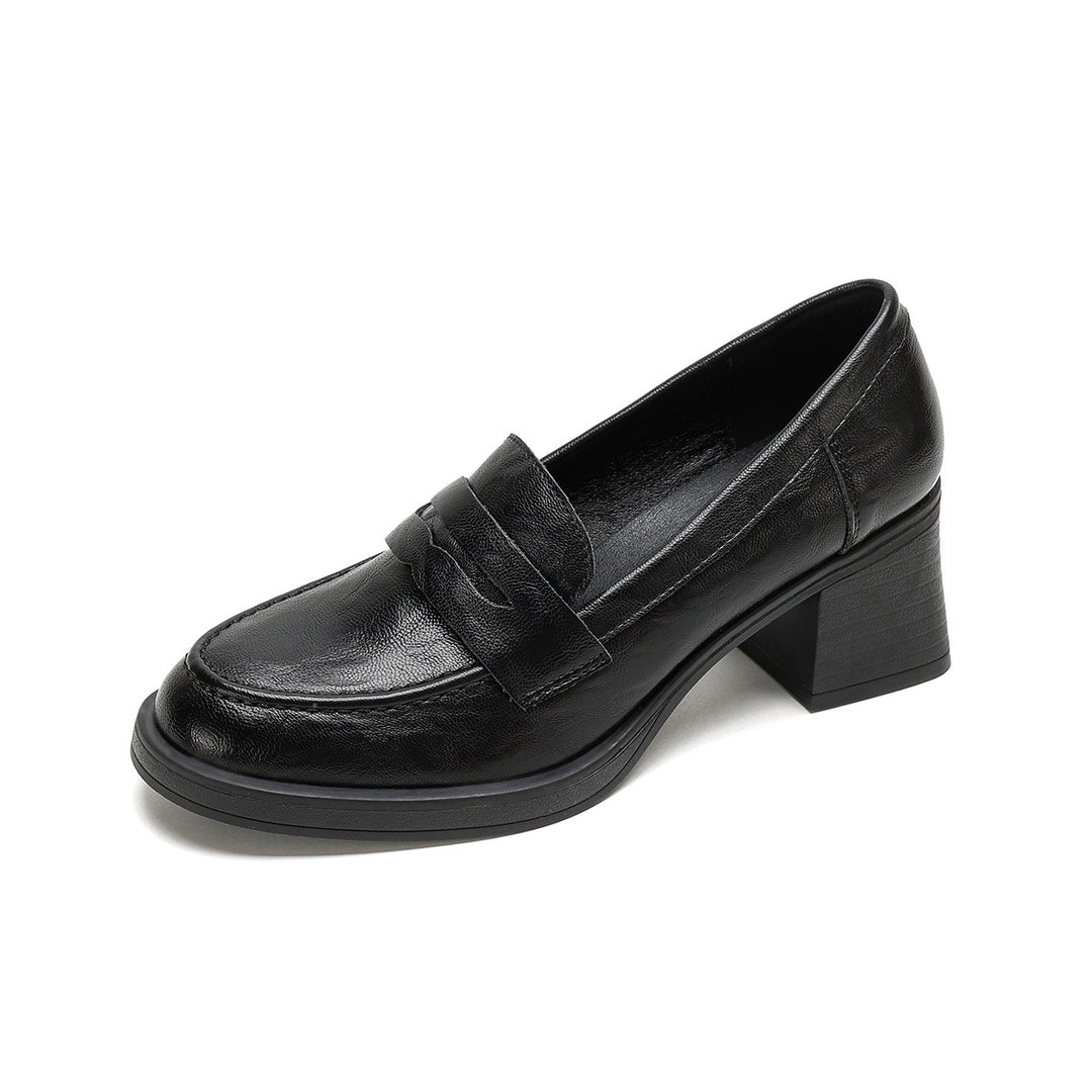 Damen Leder Slip-On-Pumps mit modischem Blockabsatz R&B