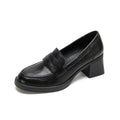 Damen Leder Slip-On-Pumps mit modischem Blockabsatz
