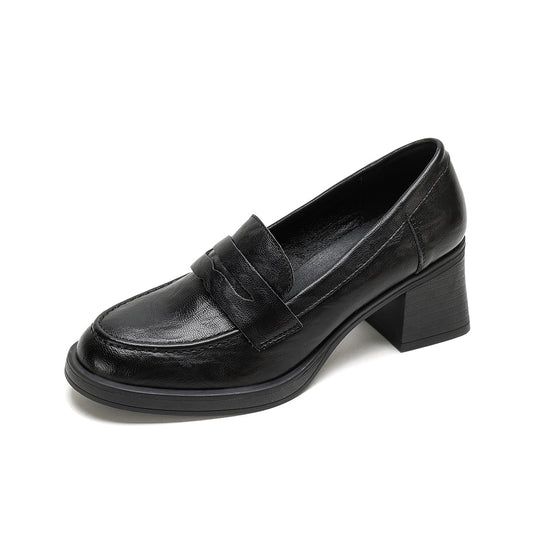 Damen Leder Slip-On-Pumps mit modischem Blockabsatz R&B