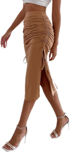 Damen Raffungssüskirt mit seitlichem Schlitz und verstellbarem Kordelzug R&B