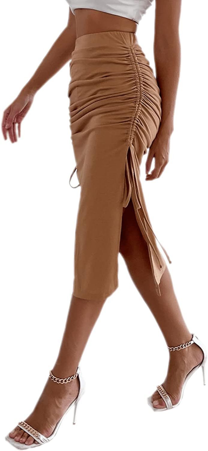Damen Raffungssüskirt mit seitlichem Schlitz und verstellbarem Kordelzug R&B