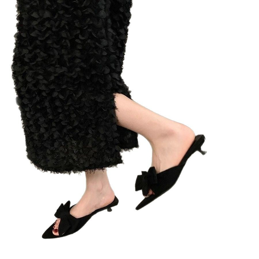 Damen elegante Mules mit Schleifenakzenten R&B