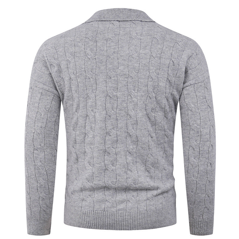 Herren eleganter Strickpullover mit modernem Zopfmuster R&B