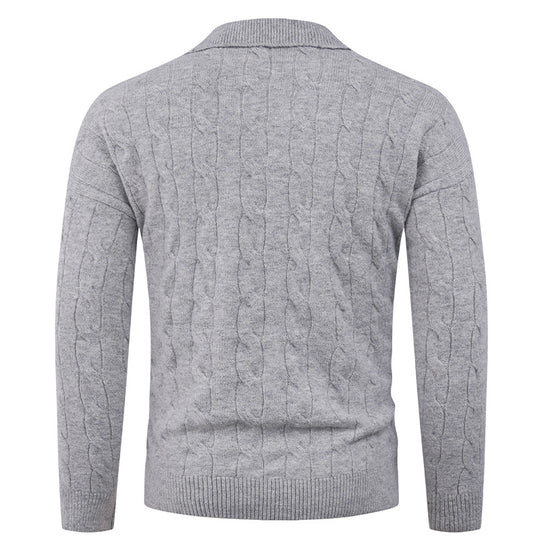 Herren eleganter Strickpullover mit modernem Zopfmuster R&B