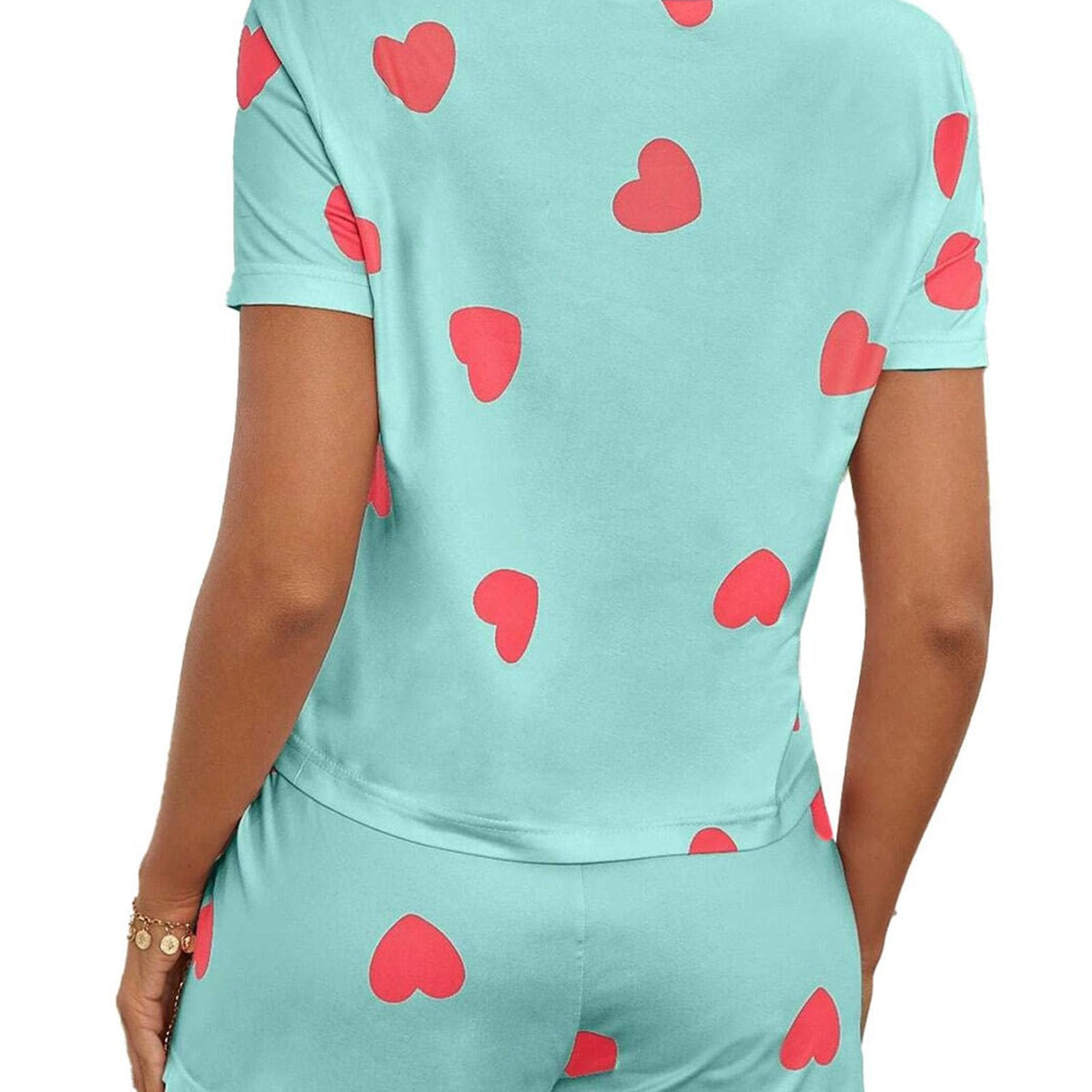 Damen bequeme Kurzarmoberteil mit Herzmotiv R&B