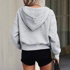 Damen Sportlicher Kapuzenpullover mit seitlichem Reißverschluss und elastischem Saum R&B