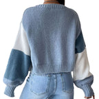Damen Modischer Strickcardigan im Color-Block Design R&B