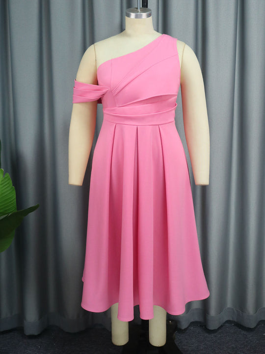 Damen Elegantes One-Shoulder Kleid mit Drapierungen R&B