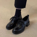 Damen elegante Schnürschuhe mit modischem Blockabsatz und hochwertiger Kunstleder-Oberfläche R&B