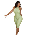 Damen Figurbetonter Jumpsuit mit Halterneck und raffinierter Textur R&B