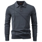 Herren Langarm Poloshirt mit modernem Strukturdesign