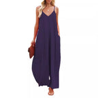 Damen Smarter Jumpsuit mit tiefem V-Ausschnitt und Seitentaschen R&B