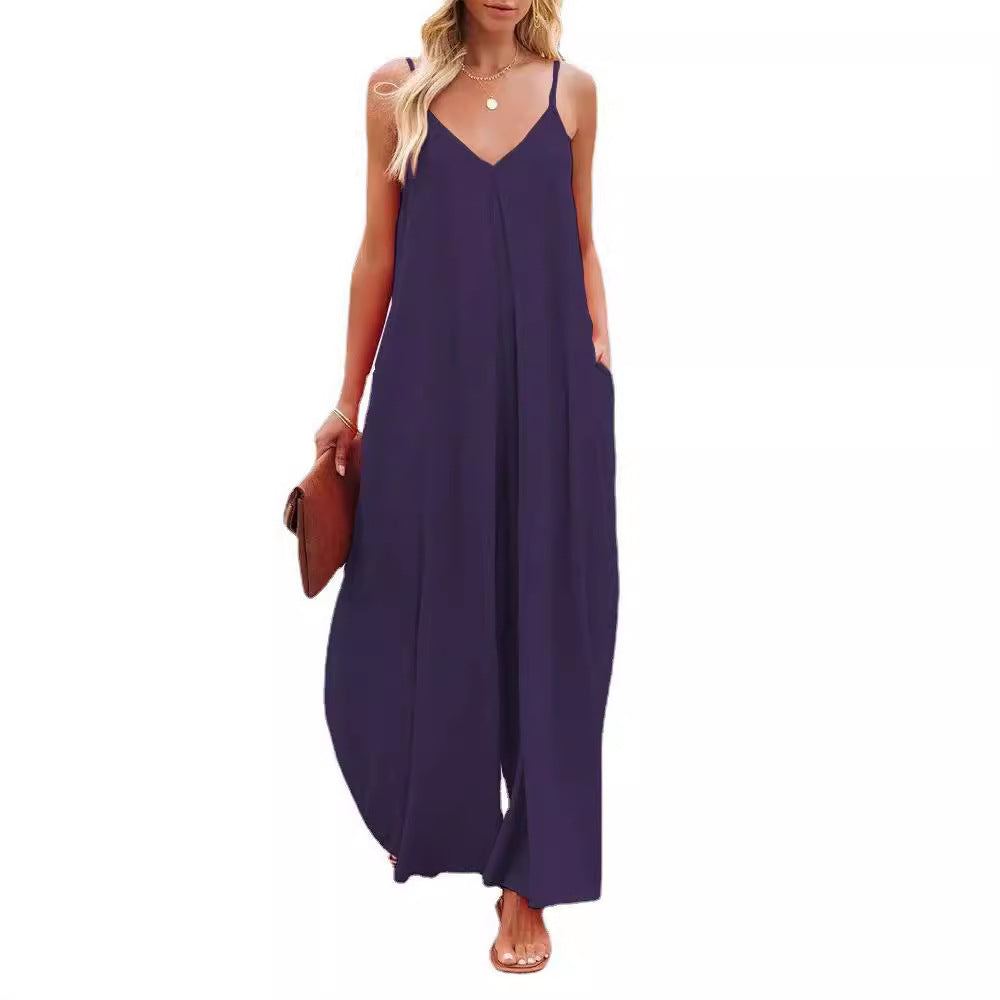 Damen Smarter Jumpsuit mit tiefem V-Ausschnitt und Seitentaschen R&B