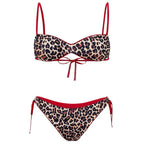 Damen Push-Up Bikini mit elegantem Animal-Print und verstellbaren Trägern R&B