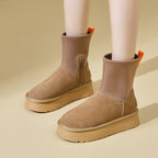 Damen Modische Stiefel mit elastischem Obermaterial und rutschfester Sohle